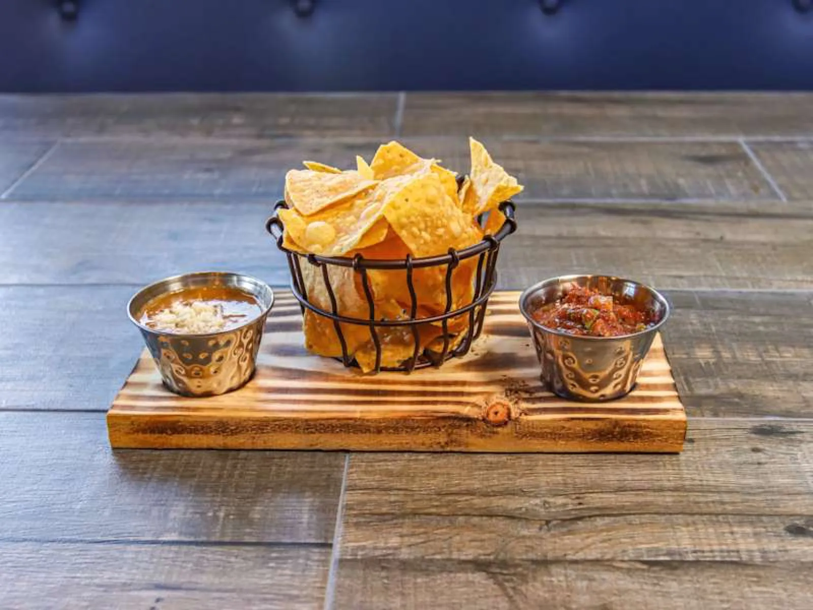 Warm chips with a trio of house salsas